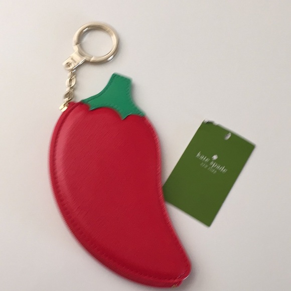 NWT Kate Spade Red Leather Chili Pepper Coin purse Wallet Keychain FOB Bag Charm - Picture 4 of 7